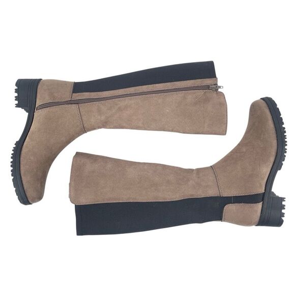 Arizona Jean Co Women’s Gray Faux Suede Tall Riding Boots Lug Sole 8.5, NWOT - Picture 4 of 13